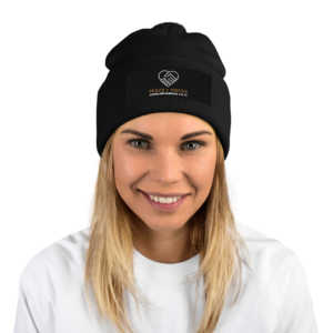 Pom-Pom Knit Cap Unisex (White & Black)